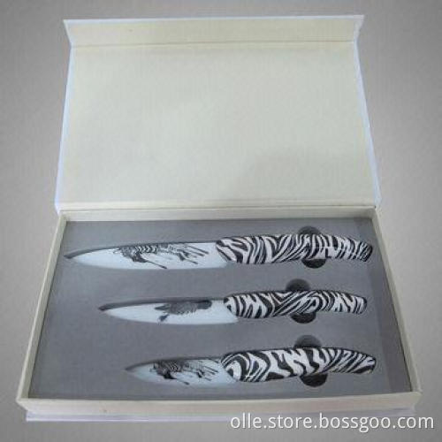 Eco-friendly White Blade Zebra Printing Funny Knife Set